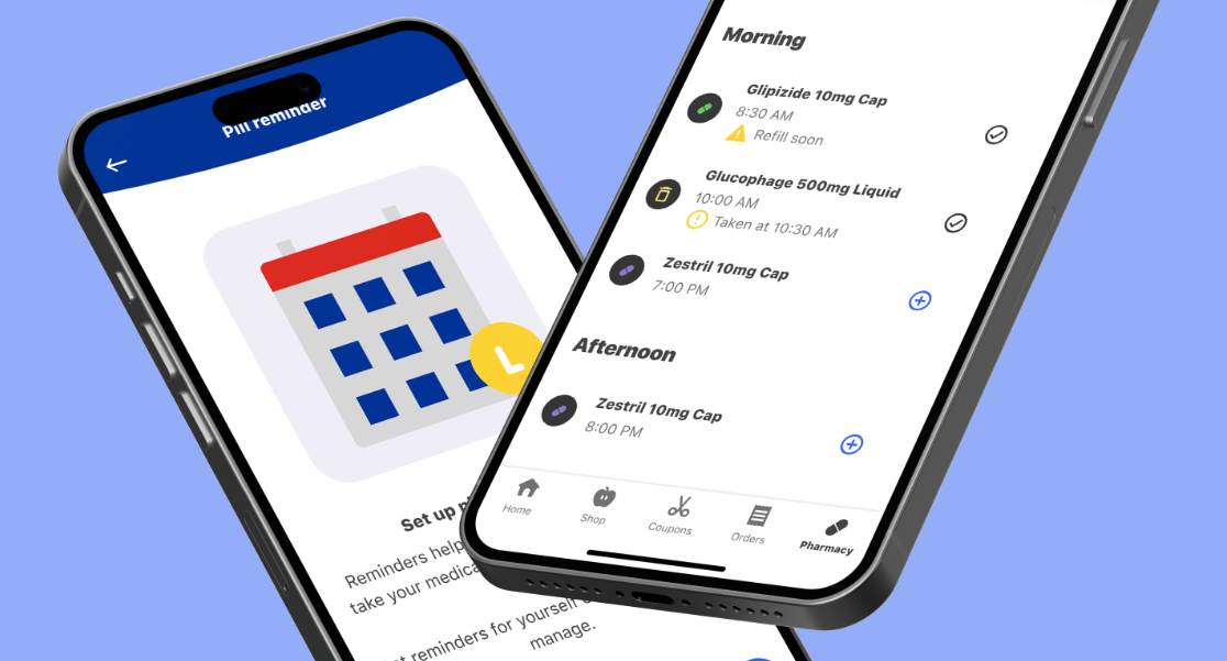 H-E-B Pill Reminder app mockup